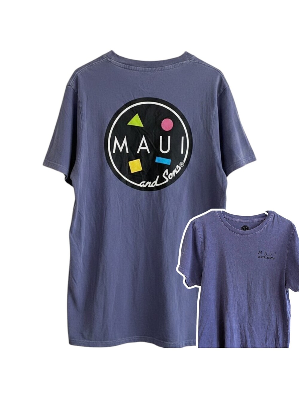 Maui and Sons Mens M Surf T-Shirt Blue Purple Garment Dye Skate Tee 19.5x28